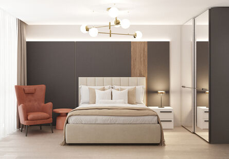 Фото № 2: Дизайн-проект четырехкомнатной квартиры 90.85  м² Стиль Контемпорари для ЖК Гарантия на Обрывной