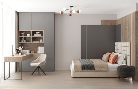 Фото № 1: Дизайн-проект четырехкомнатной квартиры 90.85  м² Стиль Контемпорари для ЖК Гарантия на Обрывной