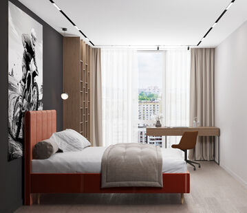 Фото № 6: Дизайн-проект четырехкомнатной квартиры 90.85  м² Стиль Контемпорари для ЖК Гарантия на Обрывной