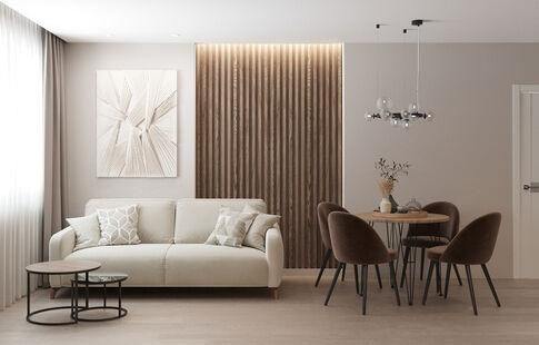 Фото № 3: Дизайн-проект четырехкомнатной квартиры 90.85  м² Стиль Контемпорари для ЖК Гарантия на Обрывной