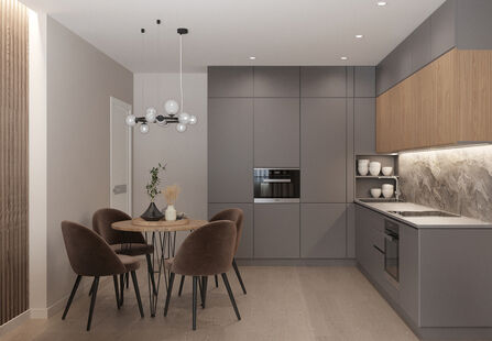 Фото № 5: Дизайн-проект четырехкомнатной квартиры 90.85  м² Стиль Контемпорари для ЖК Гарантия на Обрывной