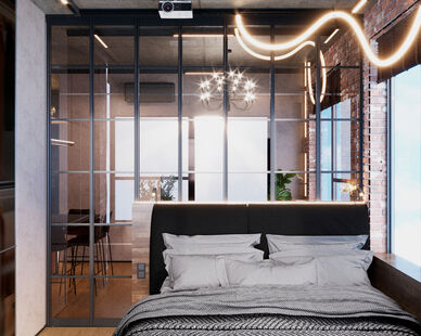Фото № 6: Дизайн-проект двухкомнатной квартиры 37.71  м² Стиль Лофт для ЖК Символ