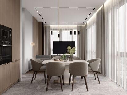 Фото № 6: Дизайн-проект трехкомнатной квартиры 70.8  м² Стиль Модернизм для ЖК Шагал