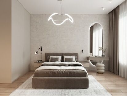 Фото № 1: Дизайн-проект однокомнатной квартиры 48.3  м² Современный стиль для ЖК Алия