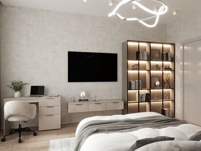 Фото № 5: Дизайн-проект однокомнатной квартиры 48.3  м² Современный стиль для ЖК Алия