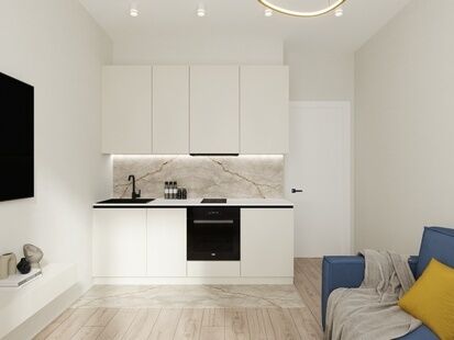 Фото № 3: Дизайн-проект однокомнатной квартиры 48.3  м² Современный стиль для ЖК Алия