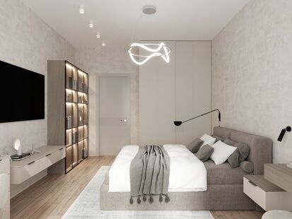 Фото № 2: Дизайн-проект однокомнатной квартиры 48.3  м² Современный стиль для ЖК Алия