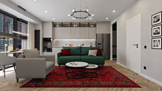 Фото № 1: Дизайн-проект трехкомнатной квартиры 5745.0  м² Современный стиль для ЖК City Bay