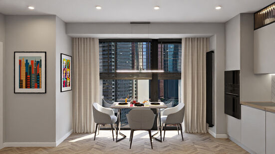 Фото № 3: Дизайн-проект трехкомнатной квартиры 5745.0  м² Современный стиль для ЖК City Bay