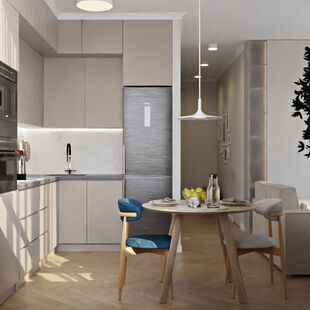 Фото № 5: Дизайн-проект двухкомнатной квартиры 52.32  м² Стиль Модернизм для ЖК Скандинавия