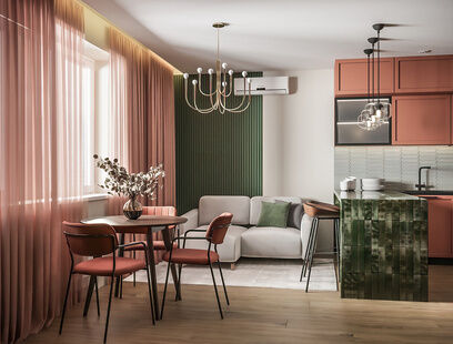 Фото № 1: Дизайн-проект трехкомнатной квартиры 75.2  м² Стиль Фьюжн для ЖК Ясный берег