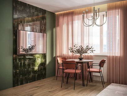 Фото № 3: Дизайн-проект трехкомнатной квартиры 75.2  м² Стиль Фьюжн для ЖК Ясный берег