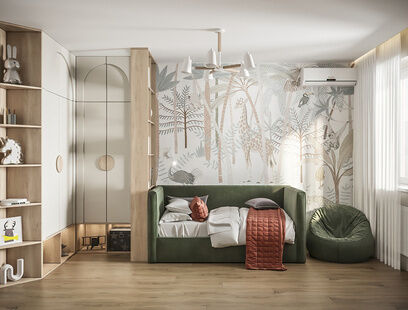 Фото № 4: Дизайн-проект трехкомнатной квартиры 75.2  м² Стиль Фьюжн для ЖК Ясный берег