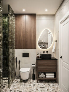 Фото № 6: Дизайн-проект трехкомнатной квартиры 75.2  м² Стиль Фьюжн для ЖК Ясный берег