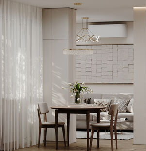 Фото № 5: Дизайн-проект однокомнатной квартиры 40.24  м² Современный стиль для ЖК Черемушки