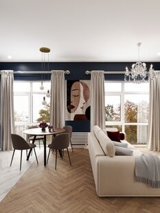 Фото № 1: Дизайн-проект двухкомнатной квартиры 70.4  м² Стиль Эклектика для ЖК Оникс