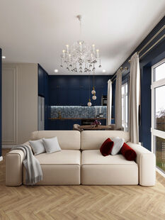 Фото № 5: Дизайн-проект двухкомнатной квартиры 70.4  м² Стиль Эклектика для ЖК Оникс