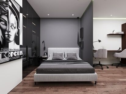 Фото № 6: Дизайн-проект двухкомнатной квартиры 46.19  м² Современный стиль для ЖК Яратам