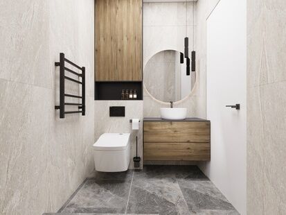 Фото № 5: Дизайн-проект двухкомнатной квартиры 46.19  м² Современный стиль для ЖК Яратам