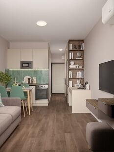 Фото № 2: Дизайн-проект квартиры-студии 22.6  м² Стиль Контемпорари для ЖК Перец