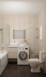 Фото № 3: Дизайн-проект квартиры-студии 22.6  м² Стиль Контемпорари для ЖК Перец