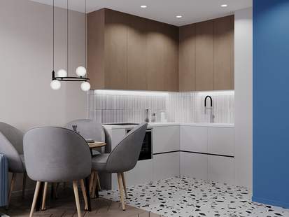 Фото № 3: Дизайн-проект двухкомнатной квартиры 39.76  м² Стиль Модернизм для ЖК Holland Park