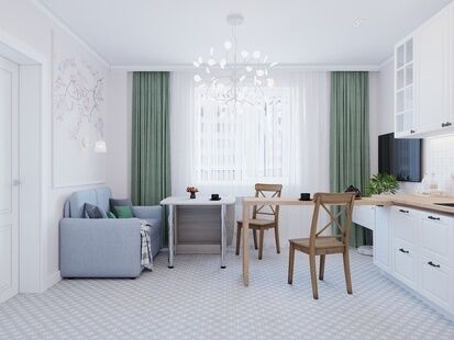 Фото № 5: Дизайн-проект трехкомнатной квартиры 60.7  м² Скандинавский стиль для ЖК в г. Одинцово