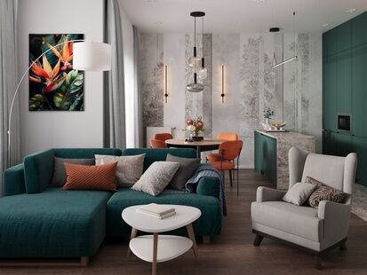 Фото № 3: Дизайн-проект трехкомнатной квартиры 77.15  м² Стиль Модернизм для ЖК Дивный сад