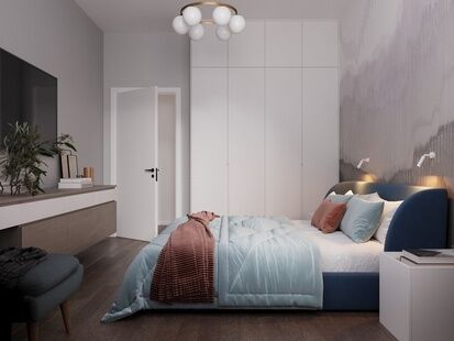 Фото № 6: Дизайн-проект трехкомнатной квартиры 77.15  м² Стиль Модернизм для ЖК Дивный сад