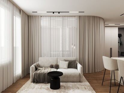 Фото № 3: Дизайн-проект двухкомнатной квартиры 40.4  м² Стиль Модернизм для ЖК Highway