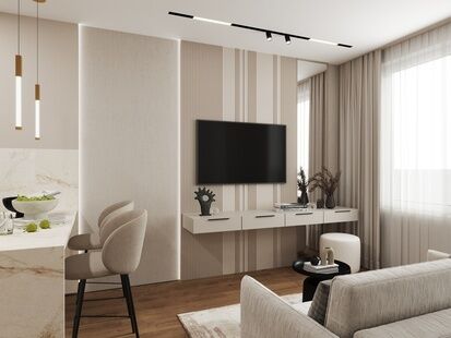 Фото № 6: Дизайн-проект двухкомнатной квартиры 40.4  м² Стиль Модернизм для ЖК Highway