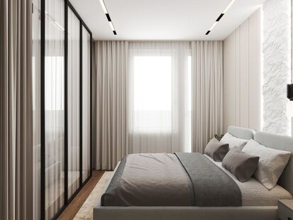 Фото № 4: Дизайн-проект двухкомнатной квартиры 40.4  м² Стиль Модернизм для ЖК Highway