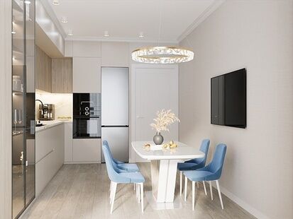 Фото № 4: Дизайн-проект трехкомнатной квартиры 90.1  м² Стиль Модернизм для ЖК Лесной квартал