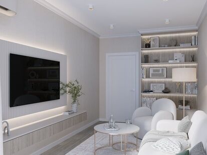 Фото № 6: Дизайн-проект трехкомнатной квартиры 90.1  м² Стиль Модернизм для ЖК Лесной квартал