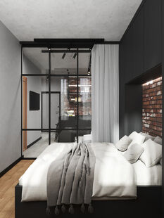 Фото № 4: Дизайн-проект двухкомнатной квартиры 38.02  м² Стиль Лофт для ЖК Первый Московский