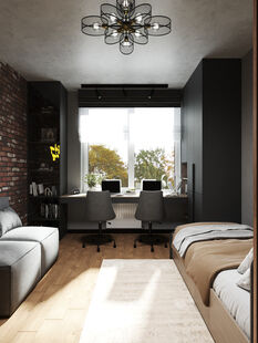 Фото № 5: Дизайн-проект двухкомнатной квартиры 38.02  м² Стиль Лофт для ЖК Первый Московский