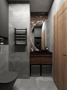 Фото № 3: Дизайн-проект двухкомнатной квартиры 38.02  м² Стиль Лофт для ЖК Первый Московский