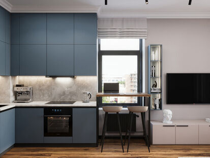 Фото № 4: Дизайн-проект двухкомнатной квартиры 36.09  м² Стиль Модернизм для ЖК Достижение