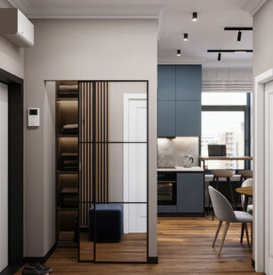 Фото № 2: Дизайн-проект двухкомнатной квартиры 36.09  м² Стиль Модернизм для ЖК Достижение