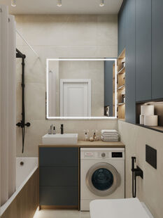 Фото № 6: Дизайн-проект двухкомнатной квартиры 36.09  м² Стиль Модернизм для ЖК Достижение