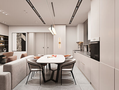 Фото № 4: Дизайн-проект трехкомнатной квартиры 97.4  м² Современный стиль для ЖК Авиатор