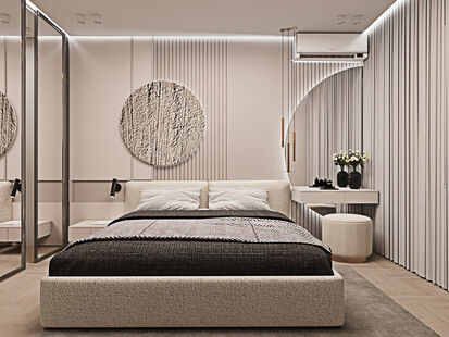 Фото № 6: Дизайн-проект трехкомнатной квартиры 97.4  м² Современный стиль для ЖК Авиатор