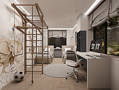 Фото № 5: Дизайн-проект трехкомнатной квартиры 97.4  м² Современный стиль для ЖК Авиатор