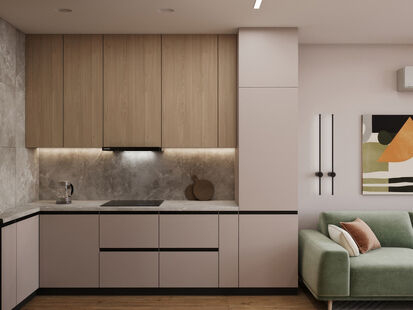 Фото № 2: Дизайн-проект трехкомнатной квартиры 69.97  м² Стиль Модернизм для ЖК Доброгород