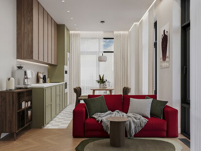 Фото № 5: Дизайн-проект трехкомнатной квартиры 79.03  м² Стиль Фьюжн для ЖК ILove