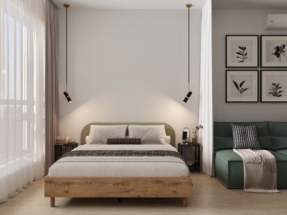 Фото № 1: Дизайн-проект однокомнатной квартиры 34.52  м² Стиль Контемпорари для ЖК Highway