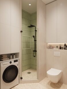 Фото № 5: Дизайн-проект однокомнатной квартиры 34.52  м² Стиль Контемпорари для ЖК Highway