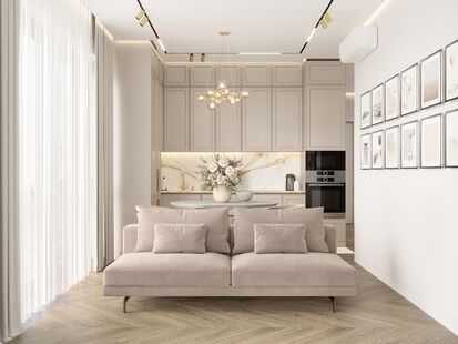 Фото № 1: Дизайн-проект четырехкомнатной квартиры 78.7  м² Стиль Модернизм для ЖК Метрополия