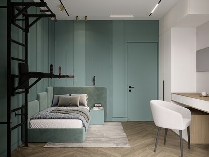 Фото № 5: Дизайн-проект четырехкомнатной квартиры 78.7  м² Стиль Модернизм для ЖК Метрополия