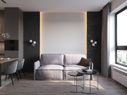 Фото № 2: Дизайн-проект двухкомнатной квартиры 34.7  м² Современный стиль для ЖК Holland Park